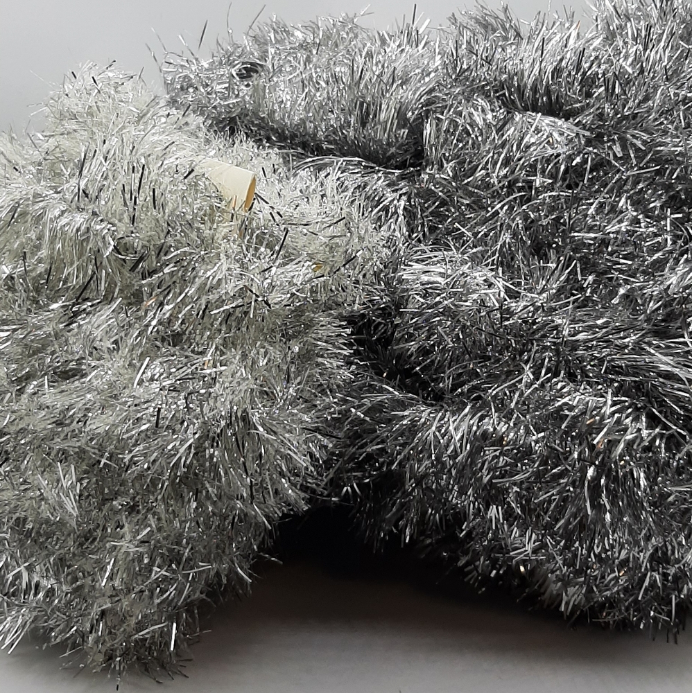 Vintage Christmas Tinsel Garland Silver Soft Over 60 Feet Christmas Tree Decor